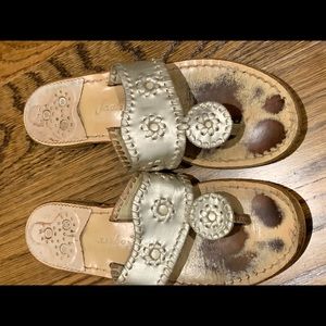 Jack Rogers Genuine Leather Platino flat sandal